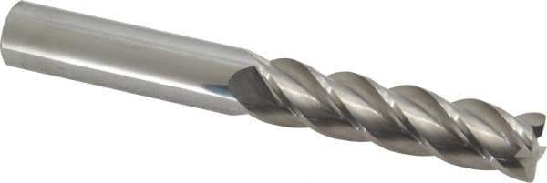 Accupro - 1/2", 4 Flute, Single End, Solid Carbide, 0.03" Corner Radius End Mill - 4" OAL, 40° Helix, Right Hand Flute, 2" LOC, Right Hand Cut - Apex Tool & Supply