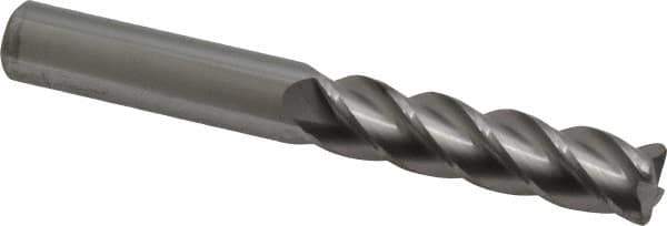 Accupro - 1/2", 4 Flute, Single End, Solid Carbide, 0.06" Corner Radius End Mill - 4" OAL, 40° Helix, Right Hand Flute, 2" LOC, Right Hand Cut - Apex Tool & Supply