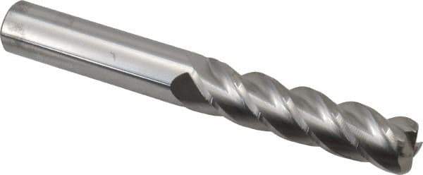 Accupro - 1/2", 4 Flute, Single End, Solid Carbide, 0.09" Corner Radius End Mill - 4" OAL, 40° Helix, Right Hand Flute, 2" LOC, Right Hand Cut - Apex Tool & Supply
