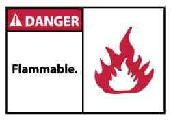 NMC - Danger - Flammable, Pressure Sensitive Vinyl Fire Sign - 5" Wide x 3" High - Apex Tool & Supply