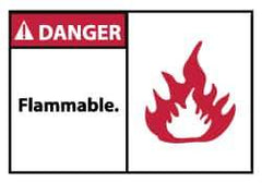 NMC - Danger - Flammable, Pressure Sensitive Vinyl Fire Sign - 5" Wide x 3" High - Apex Tool & Supply
