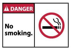 NMC - Accident Prevention Label, Header: DANGER - Legend: Danger - No Smoking, English, Red, Black & White, 5" Long x 3" High, Sign Muscle Finish - Apex Tool & Supply