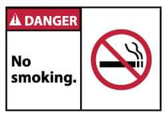 NMC - Accident Prevention Label, Header: DANGER - Legend: Danger - No Smoking, English, Red, Black & White, 5" Long x 3" High, Sign Muscle Finish - Apex Tool & Supply