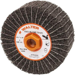 WALTER Surface Technologies - 4-1/2" Diam, 150 Grit Aluminum Oxide Unmounted Flap Wheel - 5/8" Hole, 5/8-11 Thread, 2" Wide, Nonwoven & Coated, Fine Grade, 3,800 Max RPM - Apex Tool & Supply