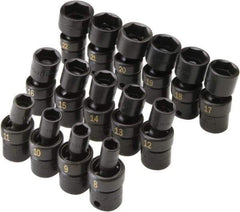 SK - 15 Piece 3/8" Drive Standard Impact Socket Set - 6 Points, 8 to 21mm, Metric Measurement Standard - Apex Tool & Supply