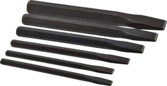 Mayhew - 6 Piece Cold Chisel Set - 5, 4-1/2, 5, 5-3/4, 6 & 7" OAL, Sizes Included 1/4 to 3/4" - Apex Tool & Supply