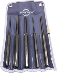 Mayhew - 5 Piece, 1/8 to 3/8", Pin Punch Set - Round Shank, Comes in Vinyl Pouch - Apex Tool & Supply