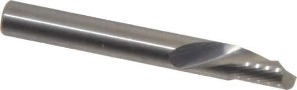 Onsrud - 1/4" Cutting Diam x 3/8" Length of Cut, 1 Flute, Downcut Spiral Router Bit - Uncoated, Right Hand Cut, Solid Carbide, 2" OAL x 1/4" Shank Diam, Single Edge, 22° Helix Angle - Apex Tool & Supply