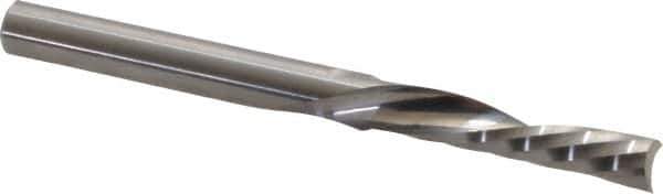 Onsrud - 1/4" Cutting Diam x 1-1/4" Length of Cut, 1 Flute, Downcut Spiral Router Bit - Uncoated, Right Hand Cut, Solid Carbide, 3" OAL x 1/4" Shank Diam, Single Edge, 21° Helix Angle - Apex Tool & Supply