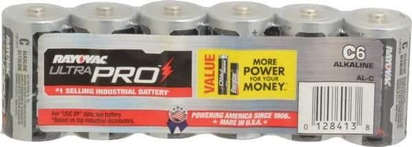 Rayovac - Size C, Alkaline, 6 Pack, Standard Battery - 1.5 Volts, Button Tab Terminal - Apex Tool & Supply