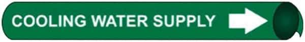NMC - Pipe Marker with Cooling Water Supply Legend and Arrow Graphic - 10" Min Pipe Outside Diam, White on Green - Apex Tool & Supply