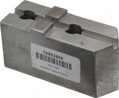 H & R Manufacturing - Tongue & Groove Attachment, Square Soft Lathe Chuck Jaw - Steel, 1-3/4" Btw Mount Hole Ctrs, 3-15/16" Long x 1-1/2" Wide x 1-7/8" High, 5/16" Groove - Apex Tool & Supply