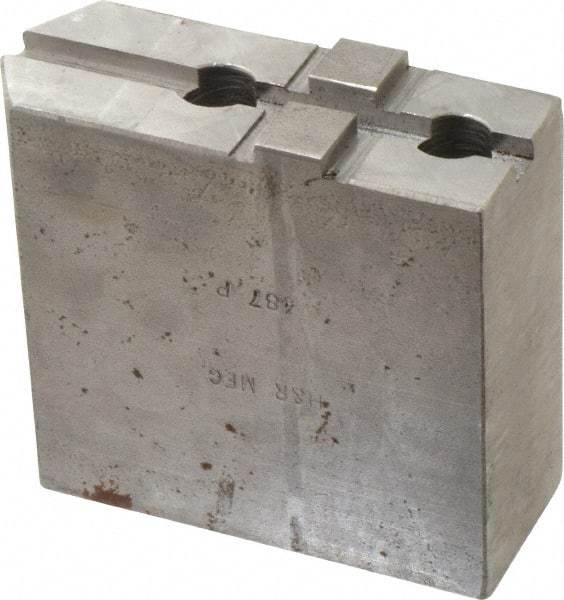 H & R Manufacturing - Tongue & Groove Attachment, Square Soft Lathe Chuck Jaw - Steel, 1-3/4" Btw Mount Hole Ctrs, 3-15/16" Long x 1-1/2" Wide x 3-3/8" High, 5/16" Groove - Apex Tool & Supply