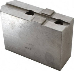 H & R Manufacturing - Tongue & Groove Attachment, Square Soft Lathe Chuck Jaw - Steel, 2-1/2" Btw Mount Hole Ctrs, 5-3/4" Long x 2" Wide x 3-7/8" High, 1/2" Groove - Apex Tool & Supply