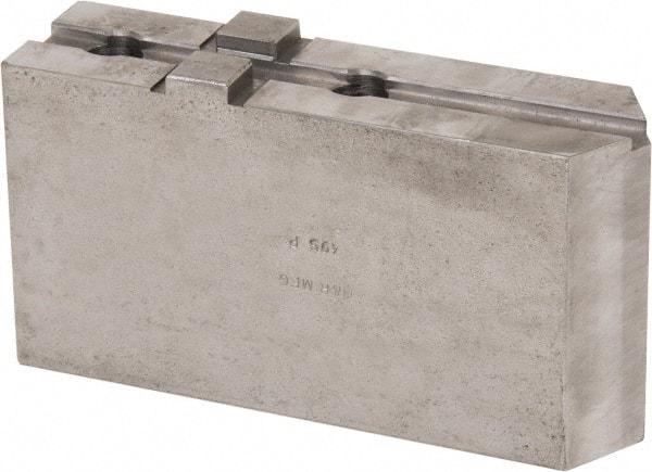 H & R Manufacturing - Tongue & Groove Attachment, Square Soft Lathe Chuck Jaw - Steel, 3" Btw Mount Hole Ctrs, 7-1/4" Long x 2" Wide x 3-13/16" High, 1/2" Groove - Apex Tool & Supply