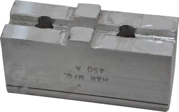 H & R Manufacturing - Tongue & Groove Attachment, Square Soft Lathe Chuck Jaw - Aluminum, 1-3/4" Btw Mount Hole Ctrs, 3-1/2" Long x 1-1/4" Wide x 1-5/8" High, 5/16" Groove - Apex Tool & Supply