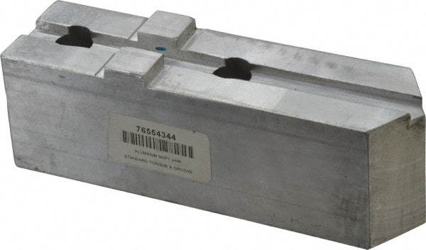 H & R Manufacturing - Tongue & Groove Attachment, Square Soft Lathe Chuck Jaw - Aluminum, 3" Btw Mount Hole Ctrs, 7-1/4" Long x 2" Wide x 2-5/16" High, 1/2" Groove - Apex Tool & Supply
