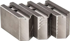 H & R Manufacturing - 1.5mm x 60° Serrated Attachment, Square Soft Lathe Chuck Jaw - 3 Jaws, Steel, 0.787" Btw Mount Hole Ctrs, 3-1/8" Long x 1-1/4" Wide x 2" High, 0.472" Groove, 10mm Fastener - Apex Tool & Supply