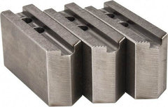 H & R Manufacturing - 1.5mm x 60° Serrated Attachment, Square Soft Lathe Chuck Jaw - 3 Jaws, Steel, 1" Btw Mount Hole Ctrs, 4-1/4" Long x 1-1/2" Wide x 2-1/2" High, 0.551" Groove, 12mm Fastener - Apex Tool & Supply