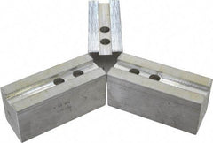 H & R Manufacturing - 1.5mm x 60° Serrated Attachment, Square Soft Lathe Chuck Jaw - 3 Jaws, Aluminum, 1.181" Btw Mount Hole Ctrs, 5-1/4" Long x 2" Wide x 2-1/2" High, 0.71" Groove, 14mm Fastener - Apex Tool & Supply