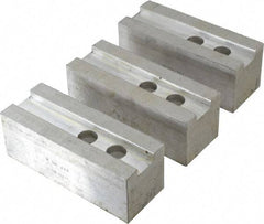 H & R Manufacturing - 1.5mm x 60° Serrated Attachment, Square Soft Lathe Chuck Jaw - 3 Jaws, Aluminum, 1.181" Btw Mount Hole Ctrs, 5-1/4" Long x 2" Wide x 2" High, 0.827" Groove, 16mm Fastener - Apex Tool & Supply