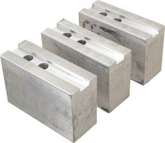 H & R Manufacturing - 1.5mm x 60° Serrated Attachment, Square Soft Lathe Chuck Jaw - 3 Jaws, Aluminum, 1.181" Btw Mount Hole Ctrs, 5-1/4" Long x 2" Wide x 3-1/2" High, 0.71" Groove, 14mm Fastener - Apex Tool & Supply