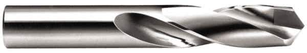 Made in USA - 18mm 118° Spiral Flute Carbide-Tipped Screw Machine Drill Bit - Bright Finish, Right Hand Cut, 2-63/64" Flute Length, 4-49/64" OAL, Standard Point, Straight Shank - Apex Tool & Supply