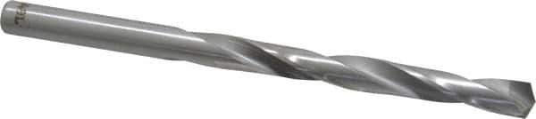 Made in USA - 19/64" 135° Carbide-Tipped Jobber Drill - Bright Finish, Right Hand Cut, Spiral Flute, Straight Shank, 4-3/8" OAL, Split Point - Apex Tool & Supply