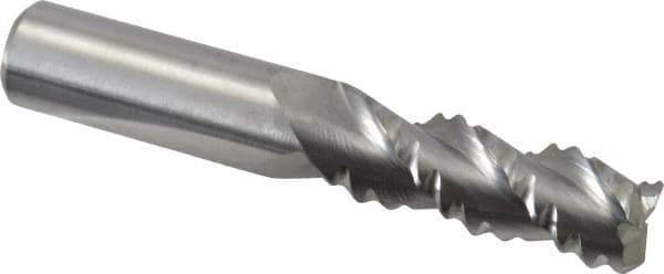 M.A. Ford - 1/2" Diam, Coarse Pitch, 1-1/4" LOC, 3 Flute Solid Carbide Roughing Square End Mill - Uncoated, 3" OAL, 1/2" Shank Diam, Single End, Centercutting, 45° Helix - Apex Tool & Supply