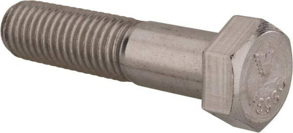 Value Collection - 9/16-18 UNF, 2-1/2" Length Under Head Hex Head Cap Screw - Partially Threaded, Grade 18-8 Stainless Steel, Uncoated, 13/16" Hex - Apex Tool & Supply