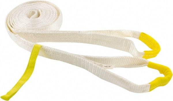 Erickson Manufacturing - 20' Long x 2" Wide, 18,000 Lb Basket Capacity, Polyester Blend Web Sling - White - Apex Tool & Supply