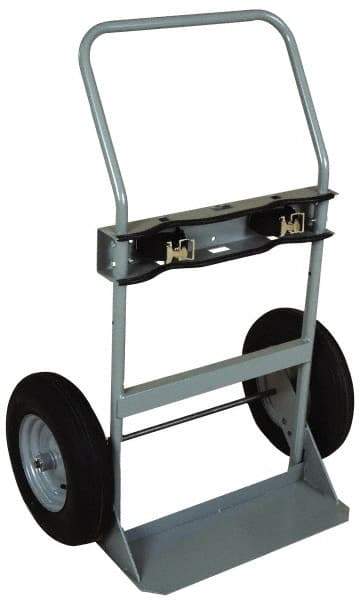 Made in USA - 760 Lb Capacity 47" OAH Cylinder Hand Truck - Swept Back Handle, Steel, Full Pneumatic Wheels - Apex Tool & Supply