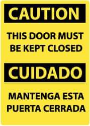 NMC - "Caution - This Door Must Be Kept Closed", 14" Long x 10" Wide, Rigid Plastic Safety Sign - Rectangle, 0.05" Thick, Use for Accident Prevention - Apex Tool & Supply