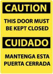 NMC - "Caution - This Door Must Be Kept Closed", 14" Long x 10" Wide, Rigid Plastic Safety Sign - Rectangle, 0.05" Thick, Use for Accident Prevention - Apex Tool & Supply