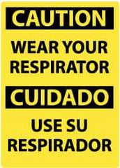 NMC - "Caution - Wear Your Respirator", 14" Long x 10" Wide, Rigid Plastic Safety Sign - Rectangle, 0.05" Thick, Use for Accident Prevention - Apex Tool & Supply