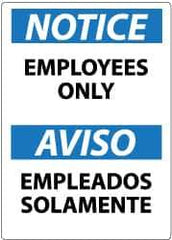 NMC - "Notice - Employees Only", 20" Long x 14" Wide, Pressure-Sensitive Vinyl Safety Sign - Rectangle, 0.004" Thick, Use for Security & Admittance - Apex Tool & Supply