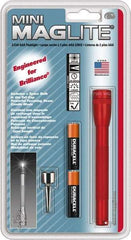 Mag-Lite - Krypton Bulb, 9 Lumens, Mini Flashlight - Red Aluminum Body, 2 AAA Alkaline Batteries Included - Apex Tool & Supply