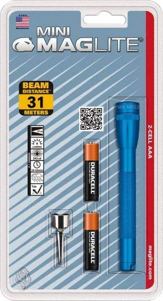 Mag-Lite - Krypton Bulb, 9 Lumens, Mini Flashlight - Blue Aluminum Body, 2 AAA Alkaline Batteries Included - Apex Tool & Supply