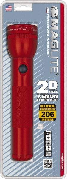 Mag-Lite - Krypton Bulb, 27 Lumens, Industrial/Tactical Flashlight - Red Aluminum Body, 2 D Batteries Not Included - Apex Tool & Supply