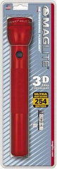 Mag-Lite - Krypton Bulb, 45 Lumens, Industrial/Tactical Flashlight - Red Aluminum Body, 3 D Batteries Not Included - Apex Tool & Supply