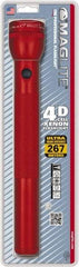 Mag-Lite - Krypton Bulb, 98 Lumens, Industrial/Tactical Flashlight - Red Aluminum Body, 4 D Batteries Not Included - Apex Tool & Supply