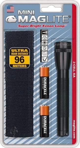 Mag-Lite - Krypton Bulb, 14 Lumens, Industrial/Tactical Flashlight - Black Aluminum Body, 2 AA Alkaline Batteries Included - Apex Tool & Supply