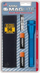 Mag-Lite - Krypton Bulb, 14 Lumens, Industrial/Tactical Flashlight - Blue Aluminum Body, 2 AA Alkaline Batteries Included - Apex Tool & Supply
