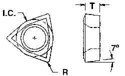 Everede Tool - WCGT208 Grade CS6 Carbide Boring Insert - Uncoated, 80° Trigon, 7° Relief Angle, 1/4" Inscr Circle, 3/32" Thick, 0.008" Corner Radius - Apex Tool & Supply