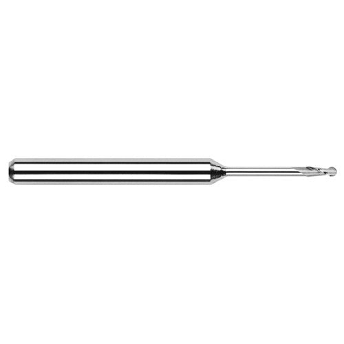 ‎0.075″ Dia. × 1/8″ Shank × 0.225″ DOC × 1-1/2″ OAL, Carbide Uncoated, Standard , 2 Flute, Ballnose End Mill - Exact Industrial Supply