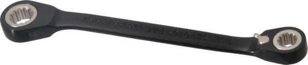 Proto - 7/32" x 9/32" 12 Point Spline Reversible Ratcheting Box Wrench - Double End, 11/16" Head Diam x 1/8" Head Thickness, 4-1/2" OAL, Steel, Black Chrome Finish - Apex Tool & Supply