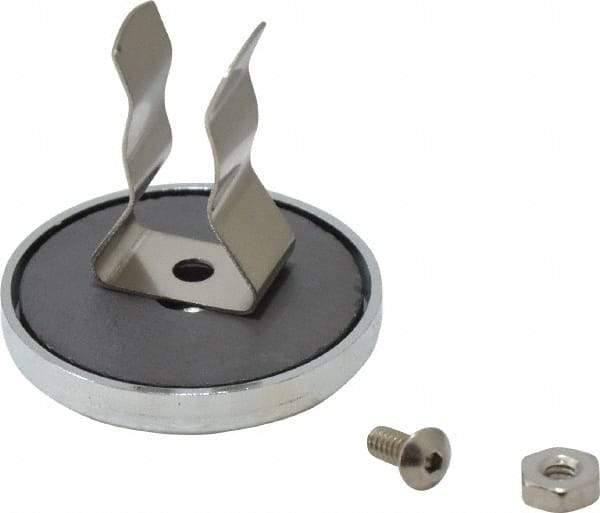 Mag-Mate - 7 Lb Max Pull Force, 1-3/32" Overall Height, 1.24" Diam, Ceramic Cup Magnet - Clamp Style, 1/2" Clamp Opening, Chrome Plated - Apex Tool & Supply
