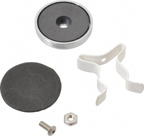 Mag-Mate - 11 Lb Max Pull Force, 1-21/32" Overall Height, 1.41" Diam, Ceramic Cup Magnet - Clamp Style, 3/4" Clamp Opening, Chrome Plated - Apex Tool & Supply