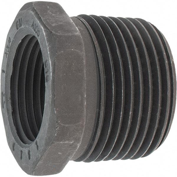 Made in USA - Size 1 x 3/4", Class 3,000, Forged Carbon Steel Black Pipe Hex Bushing - 3,000 psi, Threaded End Connection - Apex Tool & Supply