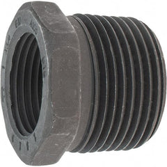 Made in USA - Size 1 x 3/4", Class 3,000, Forged Carbon Steel Black Pipe Hex Bushing - 3,000 psi, Threaded End Connection - Apex Tool & Supply